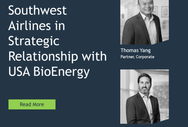 Akin Advises Southwest Airlines in Strategic Relationship with USA BioEnergy