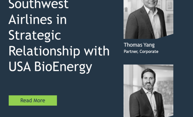 Akin Advises Southwest Airlines in Strategic Relationship with USA BioEnergy